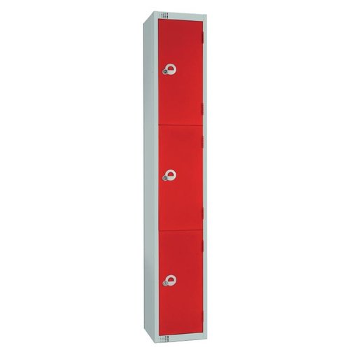450mm Deep 3 Door Locker - Red