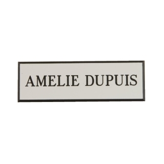 Name Badge White with Black Text