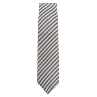 Tie - Silver Black Fine Stripe