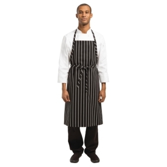 Chef Works Premium Woven Chefs Apron - Black & White Stripe