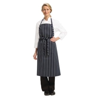 Chef Works Premium Woven Chefs Apron - Navy & White Stripe