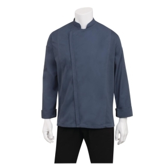Chef Works Hartford Lightweight L/S Zipper Coat - Blue