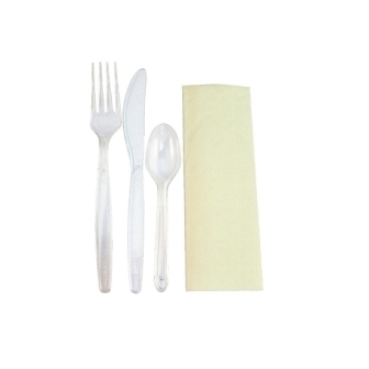 Deluxe Meal Pack Heavyweight Knife Fork Spoon & Napkin [Box 200]