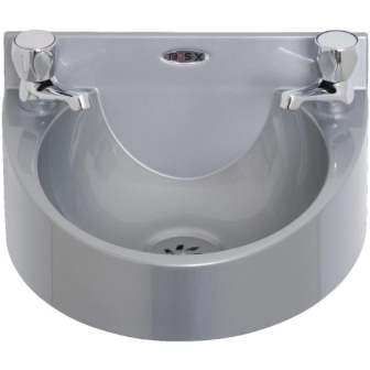 Basix Polycarbonate Wash hand Basin (Grey) c/w Dome head Taps