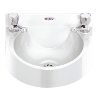 Basix Polycarbonate Wash hand Basin (White) c/w Dome head Taps