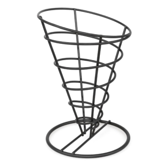 Olympia French Fry Holder Black Wire Cone - 175(h)x115(dia)mm