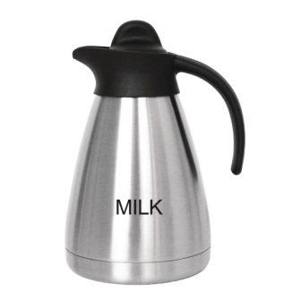 Olympia Vacuum Jug Etched "Milk" - 1Ltr with screwtop