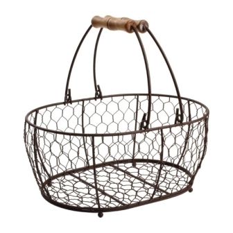 T&G Provence Wire Oval Basket with Handles Brown - 295(w)x215(d)x127(h)mm