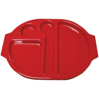 Kristallon Small Food Compartment Tray - Red (Pack 10)