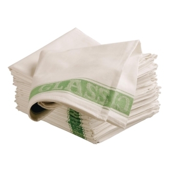 Glass Cloth Linen Union Green Border - 76x51cm