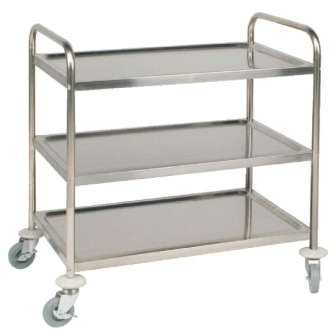 Vogue 3 Tier Flat Pack Trolley St/St - 810Lx455Wx855mmH