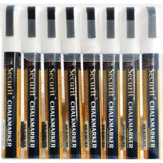 Securit white markers narrow tip (Pack 8)