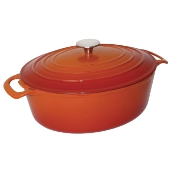 Vogue Orange Oval Casserole Dish - 6Ltr