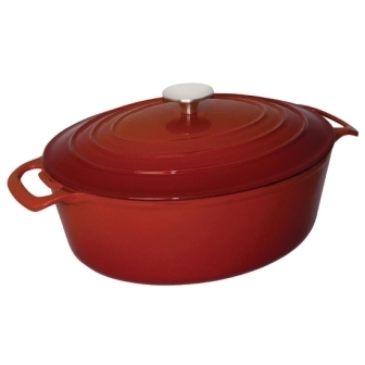 Vogue Red Oval Casserole Dish - 6Ltr
