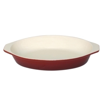 Vogue Red Oval Gratin Dish - 650ml / 14 x 19.5 x 4cm