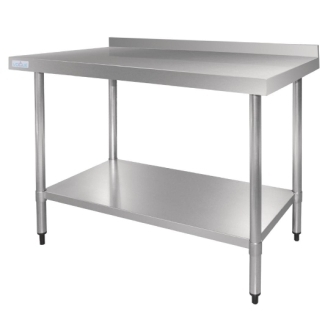 Vogue Stainless Steel Wall Bench (Upstand to Rear) - 900mm x 700mm x 900mm