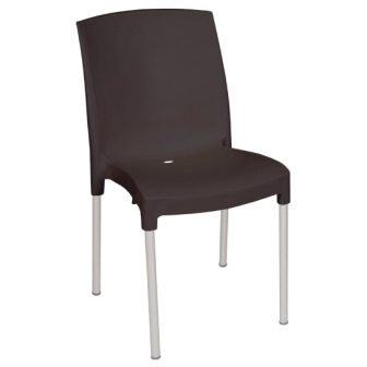 Bolero Bistro Polypropylene & Aluminium Stacking Side Chairs - Black (Pack of 4)