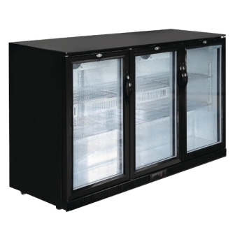 Polar Triple Hinged Door Back Bar Cooler 850mm - Black with LED Lighting