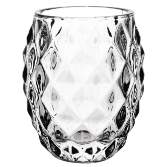 Olympia Glass Diamond Tealight Holder Clear (Box 6)