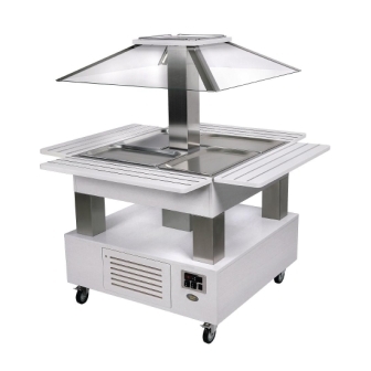 Roller Grill Salad Bar Square Chilled White Wood