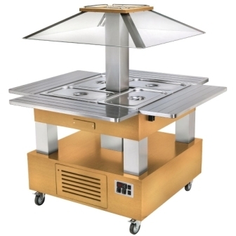 Roller Grill Salad Bar Square Heated Light Wood