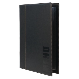 Securit Contemporary Menu Holder Black with 1 Insert A4 - 4 Page