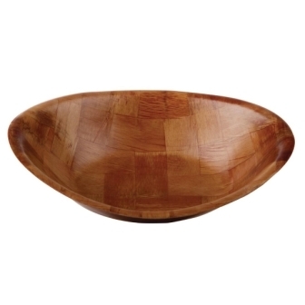 Oval Woven Wooden Bowl - 9 x 7"