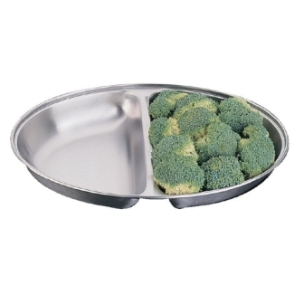 Oval Vegetable Dish St/St 2 division - 8"