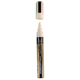 Securit Narrow Chisel Point Marker White - 2x6mm