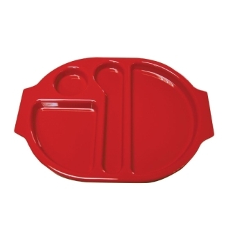 Kristallon Large Food Compartment Tray - Red [Pack 10]