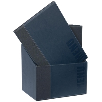 Securit Contemporary Menu Holder Set Blue A4 [Pack 20 with Stand Box]