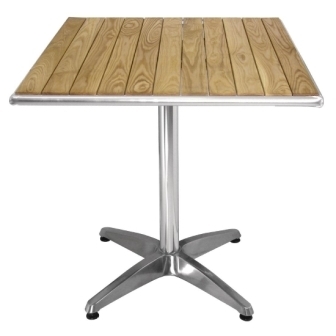 Bolero Square Ash Table with Aluminium Rim - 600mm