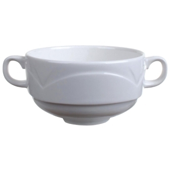 Bianco White Stacking Soup Cup Handled - 285ml [Box 36]