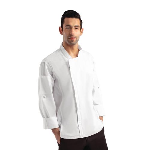 Chef Works Hartford Long Sleeve Zipper Coat - White