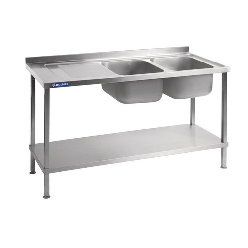 Holmes Sink Double Bowl Single L/H Drainer (Welded) - 1500mm x 600mm x 900mm