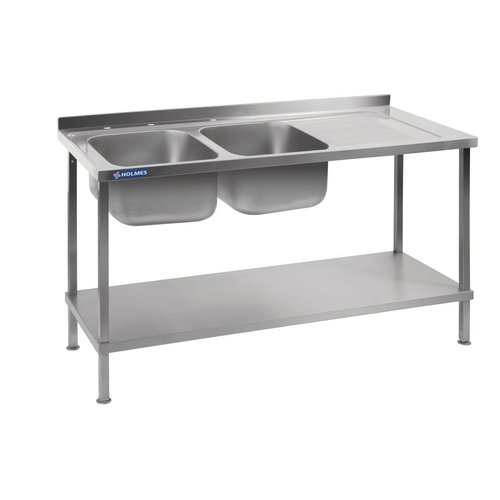 Holmes Sink Double Bowl Single R/H Drainer (Welded) -  1500mm x 600mm x 900mm