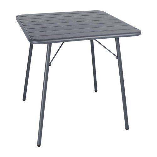 Bolero Slatted Square Steel Table Grey - 700mm