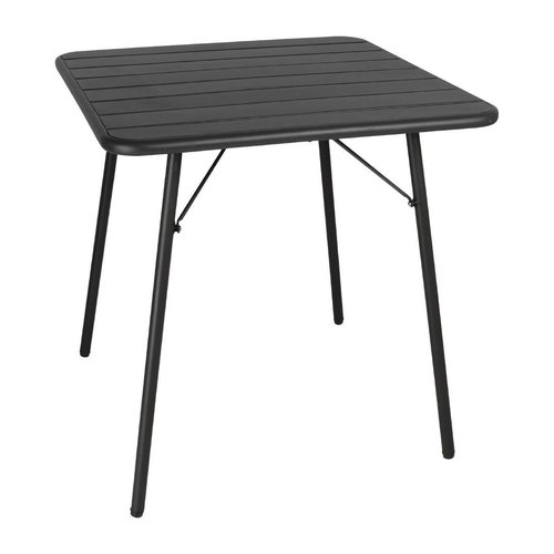 Bolero Slatted Square Steel Table - 700mm (Black)