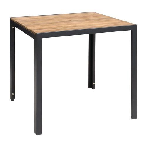 Bolero Steel & Acacia Square Table - 800mm