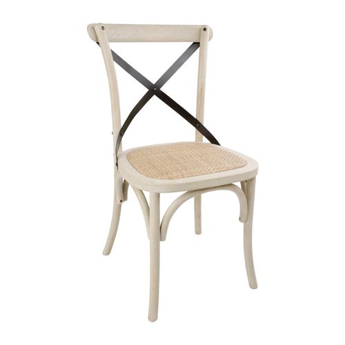 Bolero Wooden Dining Chair with Metal Cross Backrest Earthwash Finish (Box 2)