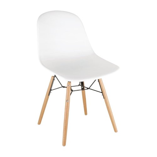 Bolero PP Moulded SideChair (White) with Spindle Legs (Pack 2)