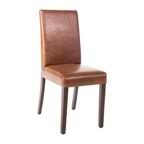 Bolero Faux Leather Dining Chair - Antique Tan (Pack 2)
