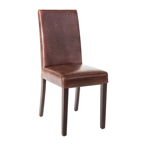 Bolero Faux Leather Dining Chair - Antique Brown (Pack 2)