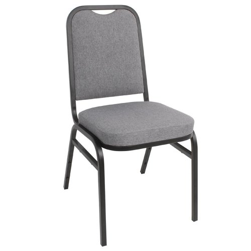 Bolero Steel Banqueting Chair Square Back with Grey Plain Cloth (Pack 4)