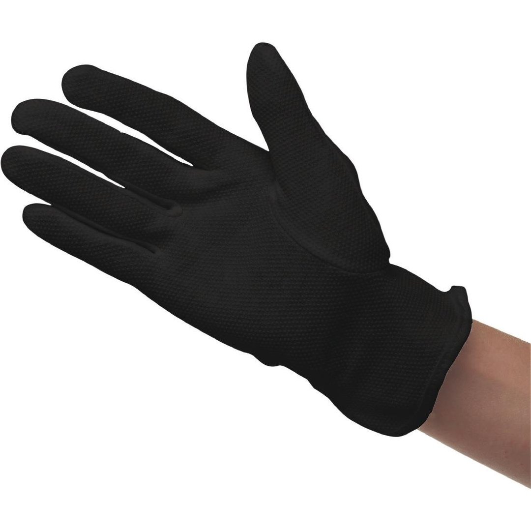 Black Heat Resistant Cotton Gloves with Rubber Grip - Size L