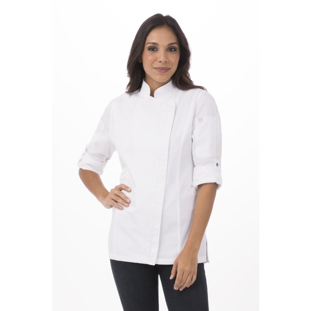 Chef Works Urban Womens Hartford Lightweight L/S Zipper Coat - White