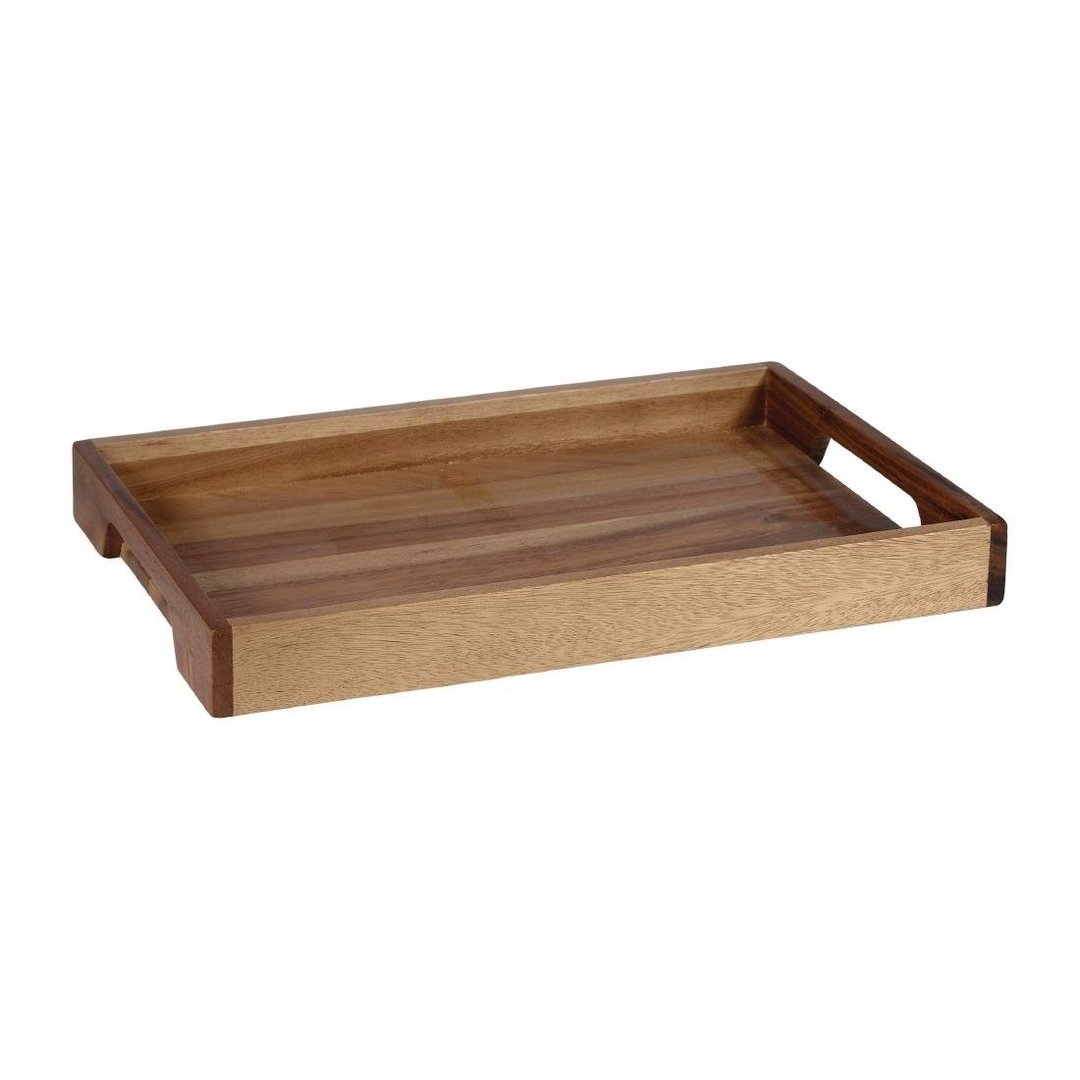 Churchill Alchemy Wood Solid Base Handled Tray 10 1/5"x15 3/5" (Box 4)