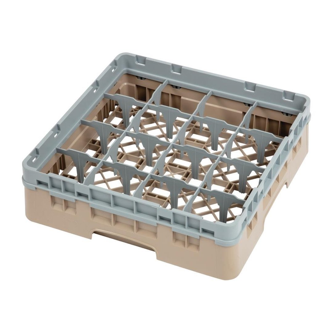Cambro Camrack 16 Compartment Glass Rack Beige - Max Height 92mm