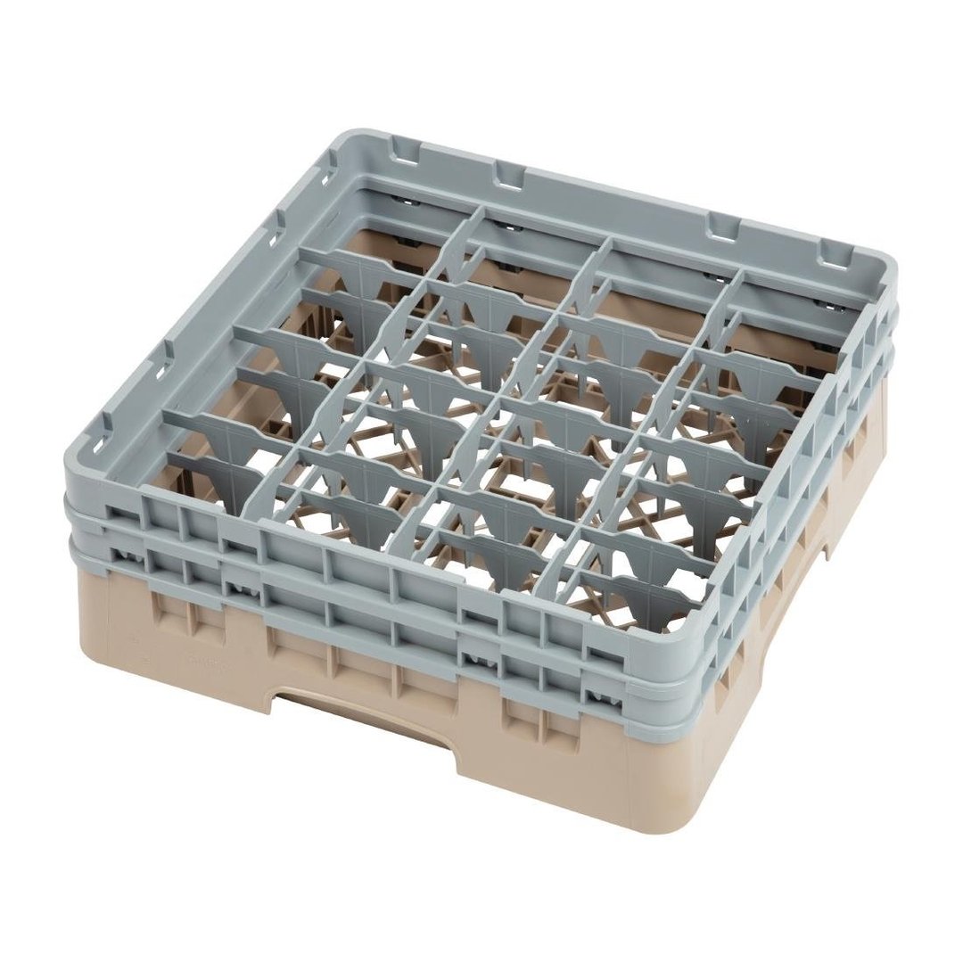 Cambro Camrack 16 Compartment Glass Rack Beige - Max Height 133mm