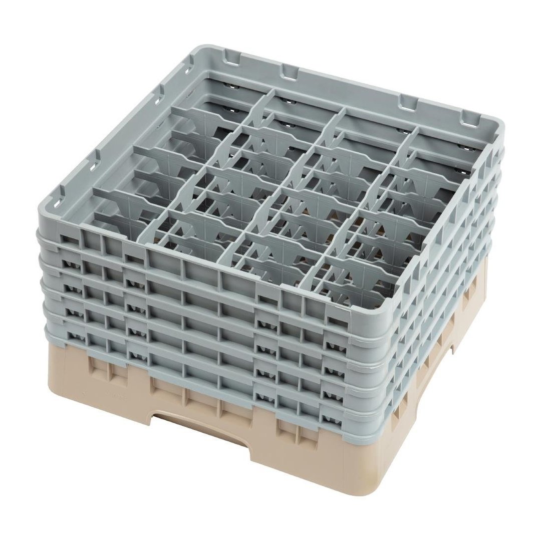 Cambro Camrack 16 Compartment Glass Rack Beige - Max Height 257mm